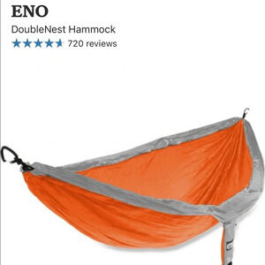 ENO DoubleNest Hammock Orange and Grey Light Compact Built-in Stuff Sack NWT